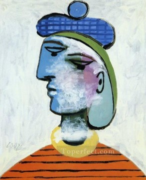  Marie Art - Marie Therese au beret bleu Portrait de femme 1937 Cubism